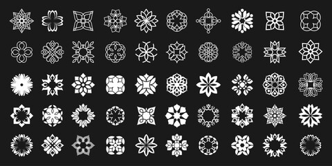 collection of flower logo and Floral ornament logo design.Abstract beauty mandala flower.