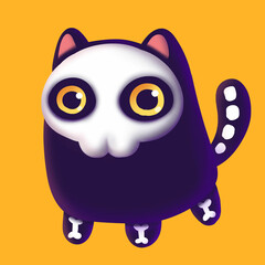 Skeleton cat halloween