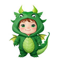 Cute little boy dressed as a dragon character