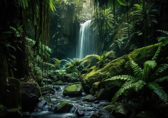 "Secrets of the Rainforest: Discovering Nature's Hidden Waterfall" Generativ ai.