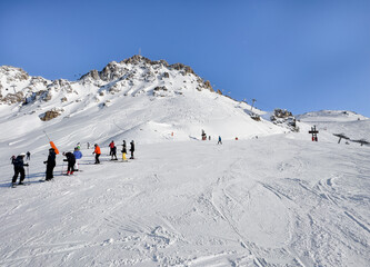 Fototapeta na wymiar Skiing in Courchevel - Meribel , France.