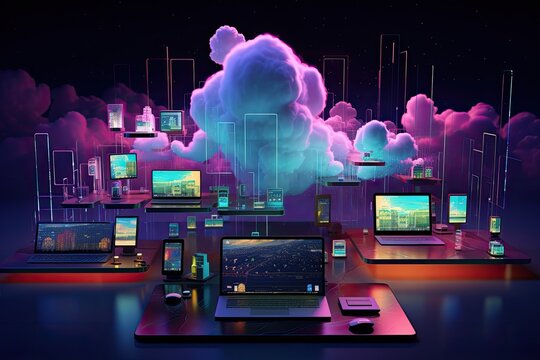 Cloud computing technology concept. Data center concept. Modern cloud technologies.