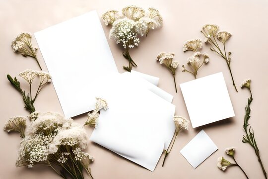 blank note paper with flowers