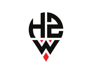 Obraz premium HZW letter location shape logo design. HZW letter location logo simple design.