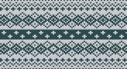 green square geometric knitted pattern, Festive Sweater Design. Seamless Knitted Pattern