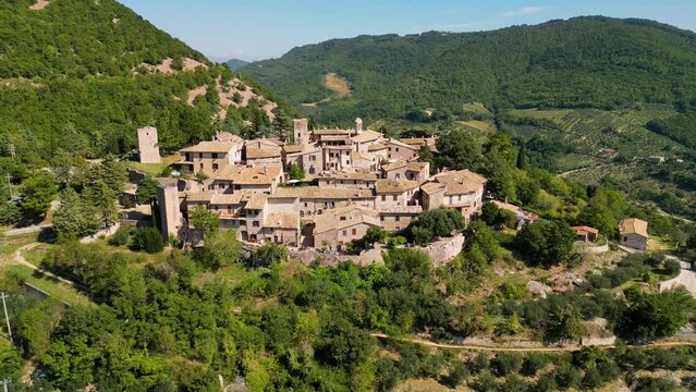 Collepino, Italy. Drone footage