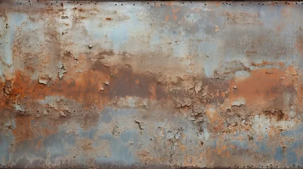 Rolgordijnen Background texture of an old iron surface with metal corrosion and rust. © Olga Gubskaya