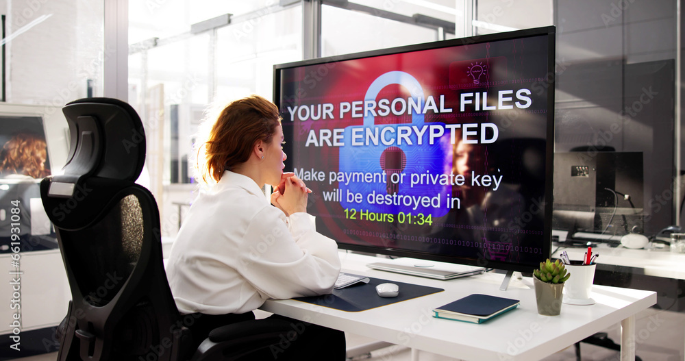 Poster Ransomware Malware Attack. Business Computer Hacked