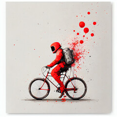 astronaut with red bicycle, generative ai