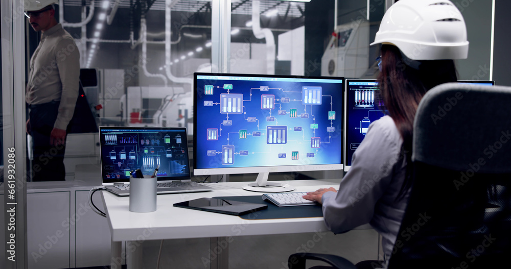 Aufkleber Industrial Data Automation System On Computer