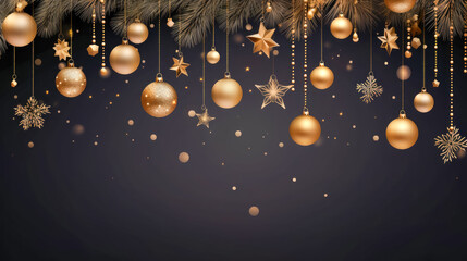 Beautiful light christmas background, with simple decoration, stars, snow, tree ball, sparkles