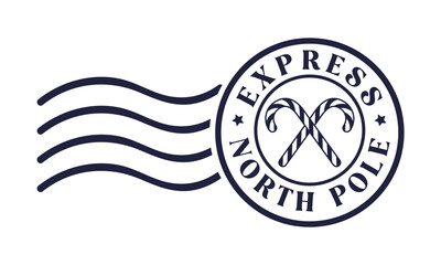 Express North Pole Sign Stamp Design.