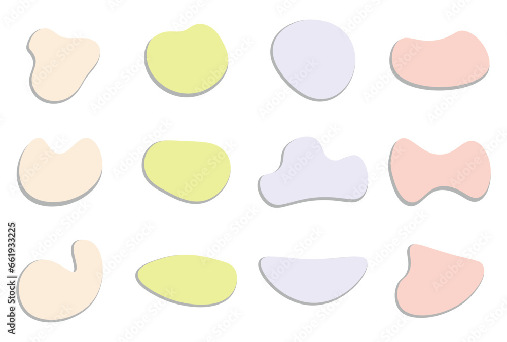 Poster pastel fluid blob form. organic shape set. abstract liquid shape vector design. irregular random blo