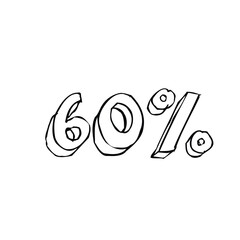 Transparent vector of a number percentage. Isolated percentage doodle. 60