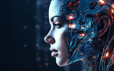 cyber robot with artificial intelligence. Artificial intelligence, digital brain, cybernetic mind concept.