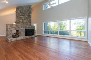 empty room with fireplace