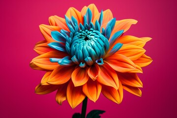 An image of a vibrant flower against a contrasting backdrop. Generative AI
