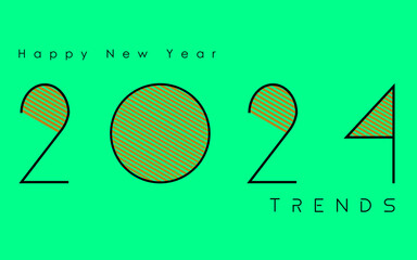 Simple and Clean Design Happy New Year 2024. With Colorful Numbers Bright Certor Premium Background for Banners, Posters or Calendar.