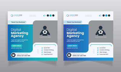Digital marketing agency business promotion social media post template - obrazy, fototapety, plakaty