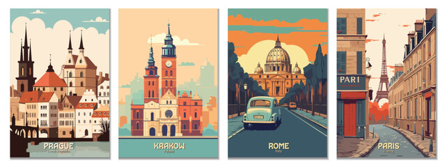 Plakat European City Vector Art Collection