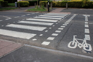 Pedestrian crossing and bike lane UK