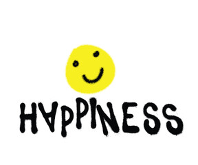 Isolated vector art of the word Happiness. transparent Print design for t shirts and merchandise