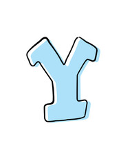 English alphabets vector art. Isolated alphabets for flashcards for kindergarten students. Kids learning made easy. Y