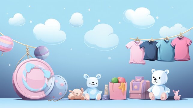 Teddy bear character with baby clothes cartoon AI generated image