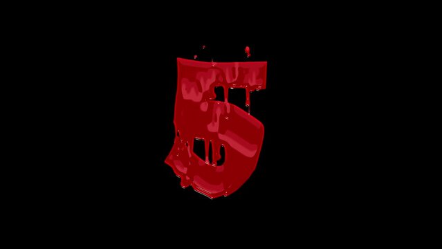 ten second counting countdown number in blood drip effect on black screen background
