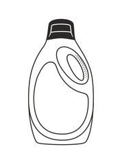 Black and white icon of detergent plastic bottle on a white background. Vector illustration