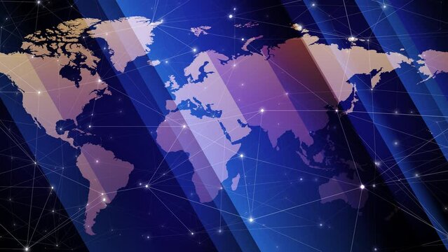 Contemporary connectivity lines and dots form polygonal map for abstract connections. Modern concept science and technology background connects lines and dots on world map