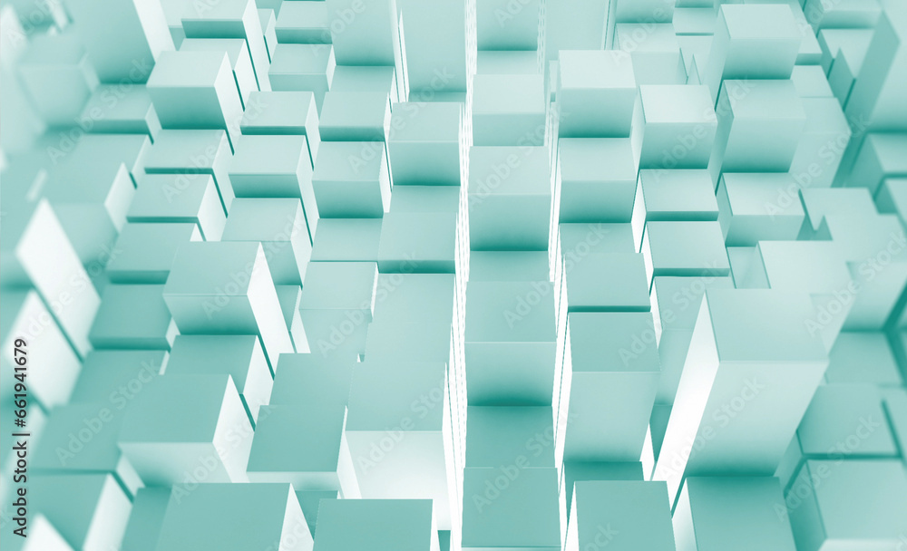 Poster geometric cube shape abstract background. 3d pentagon hexagon rendering.