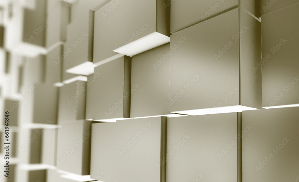 Poster geometric cube shape abstract background. 3d pentagon hexagon rendering.
