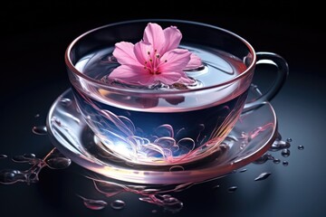 Fototapeta na wymiar Pink Flower Tea Cup