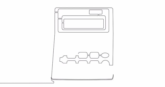 Self drawing line animation Calculator continuous one single line drawn concept video