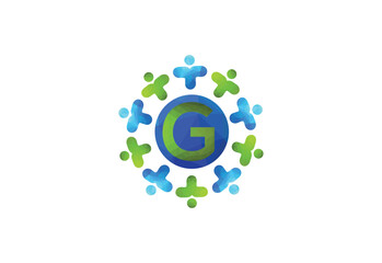 Abstract Initial Letter G Connecting People Logo.