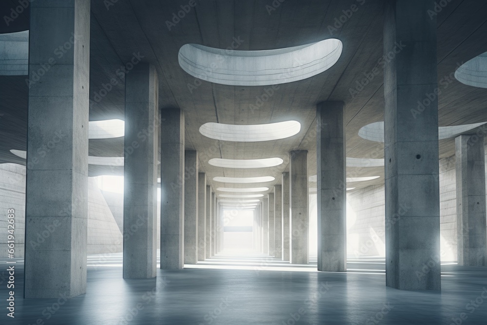 Poster empty room with columns