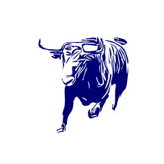 line sketch of a bull for elements of making logos and symbols as well as elements of advertisements and brochures
