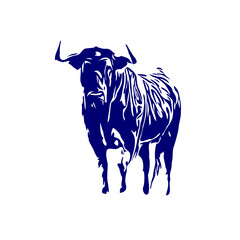 line sketch of a bull for elements of making logos and symbols as well as elements of advertisements and brochures