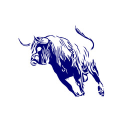 line sketch of a bull for elements of making logos and symbols as well as elements of advertisements and brochures