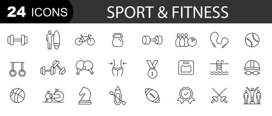 Sport and fitness icon set. Vector illustration
