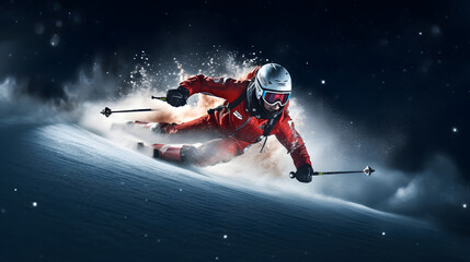 Naklejka premium Racing Downhill: Speedy Skiing Adventure