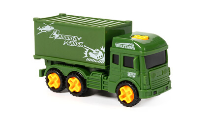 Military truck toys isolated on white background