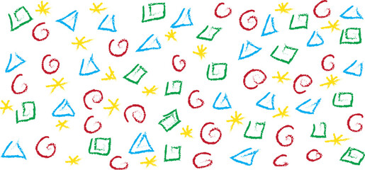 Set hand draw, pattern colorful shapes isolated on white