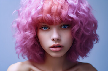 Obraz premium Portrait of a young multiracial woman with a wig