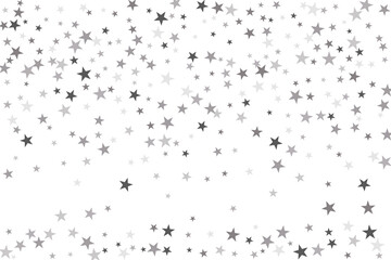 Star confetti. Silver casual confetti background. Bright design pattern.