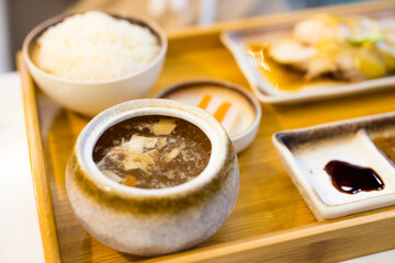 Asian cuisine steamed soup in chinese restaurant
