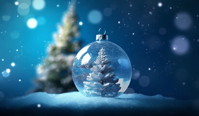 Fototapeta na wymiar Snow globe Christmas tree, generative ai.