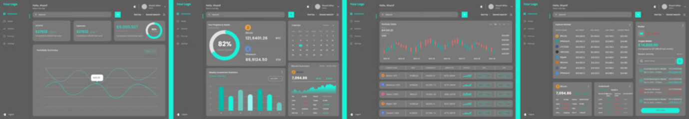 Trading, Trade and Cryptocurrency Market and Crypto Exchange black Dashboard CMS UI Kit Template