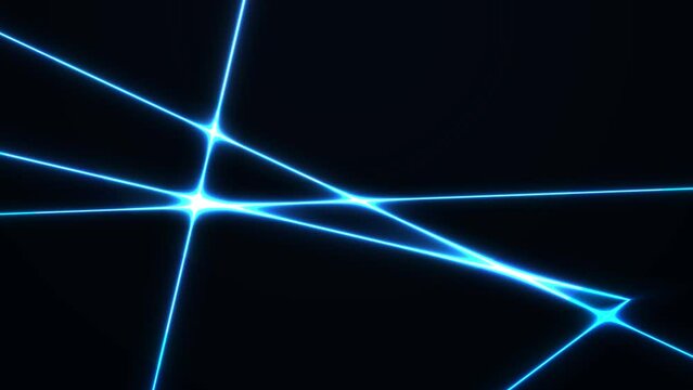 Blue glowing neon with laser motion animation on black background. 4K graphic videos
